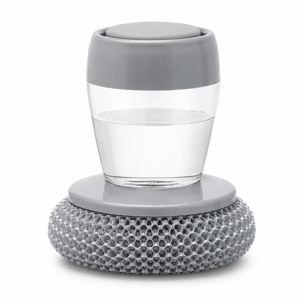Kitchen Soap Dispensing Palm Brush – Automatic Filling Dish Scrubber with PET Bristles