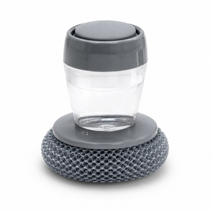 Kitchen Soap Dispensing Palm Brush – Automatic Filling Dish Scrubber with PET Bristles