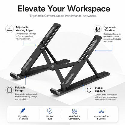 Metal Body Laptop Stand | Creative Folding Storage Bracket