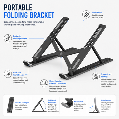 Metal Body Laptop Stand | Creative Folding Storage Bracket