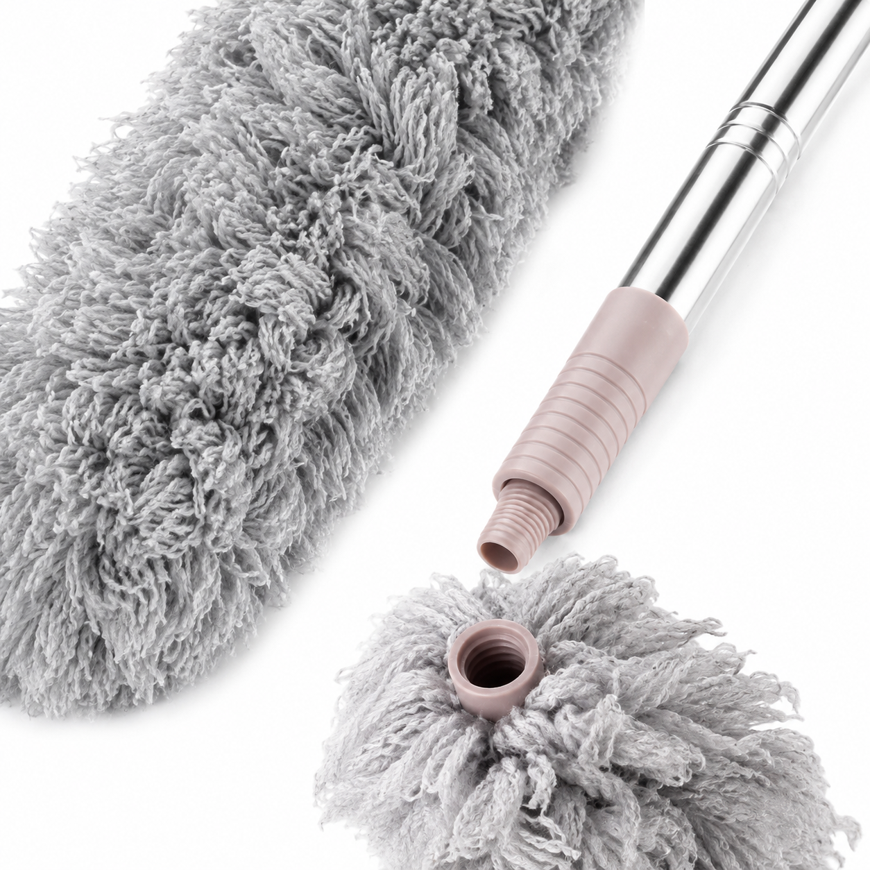 Microfiber Gray Fan Duster – Extendable Stainless Steel Long Pole