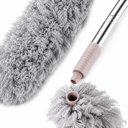 Microfiber Gray Fan Duster – Extendable Stainless Steel Long Pole