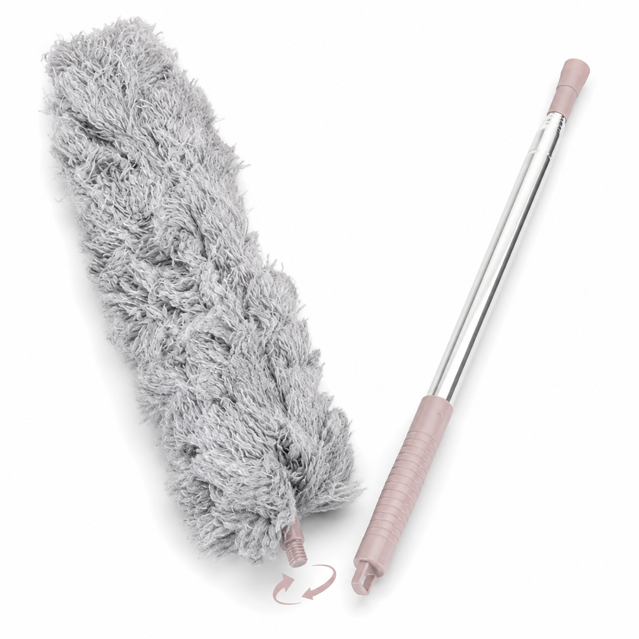 Microfiber Gray Fan Duster – Extendable Stainless Steel Long Pole