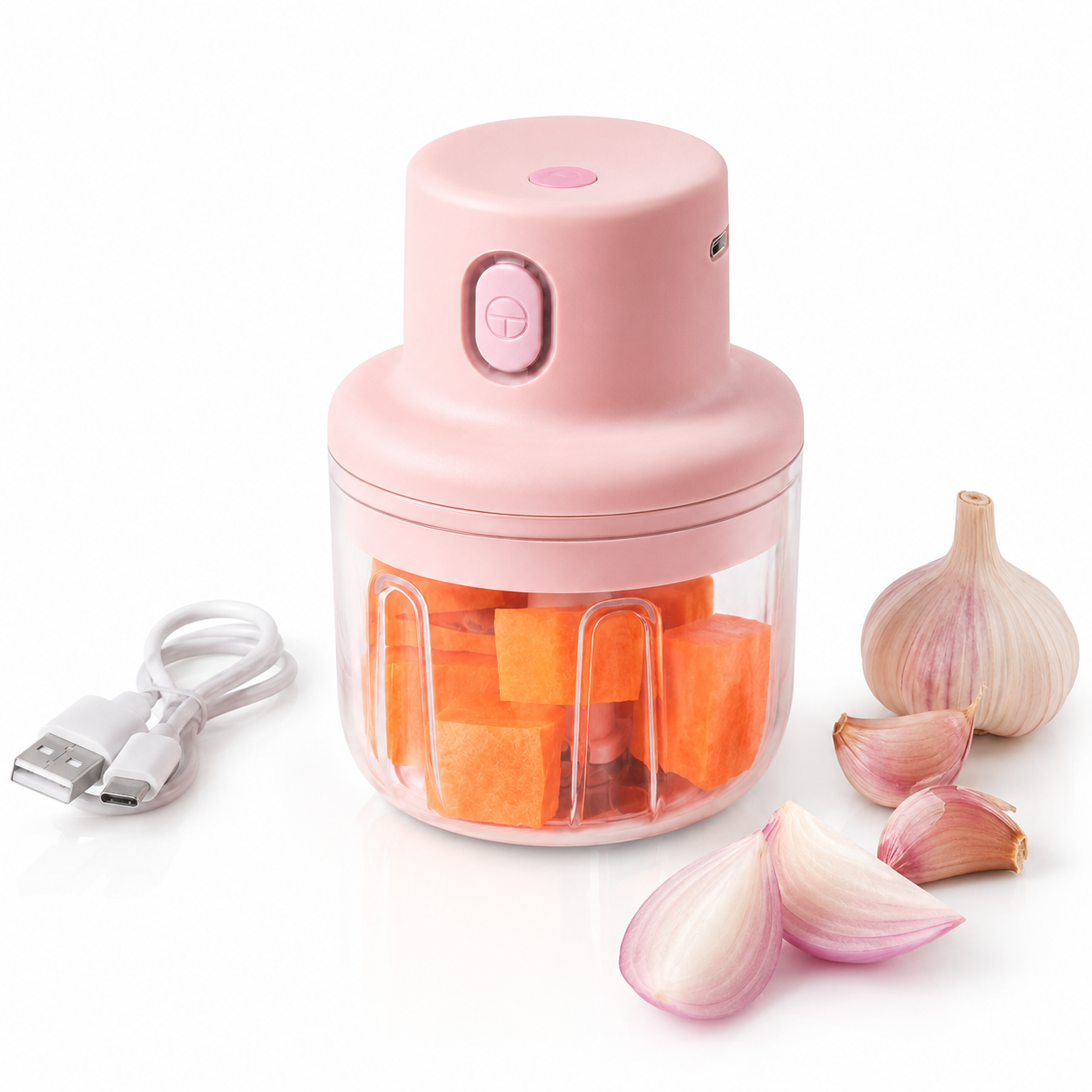 Mini Food Chopper Portable USB Rechargeable Vegetable Garlic Meat Grinder