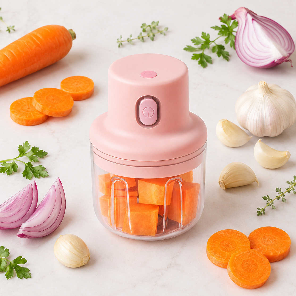 Mini Food Chopper Portable USB Rechargeable Vegetable Garlic Meat Grinder