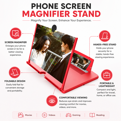 Mobile Screen Magnifier  – Foldable Phone Screen Enlarger Stand for Movies & Gaming