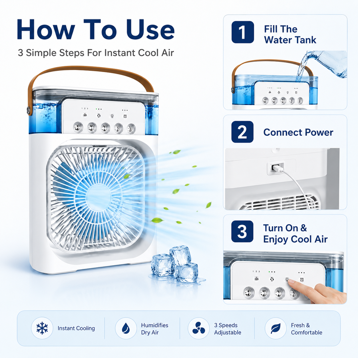 Next Nova Imported 10 Portable Air Cooler Fan – 3-in-1 Mini AC