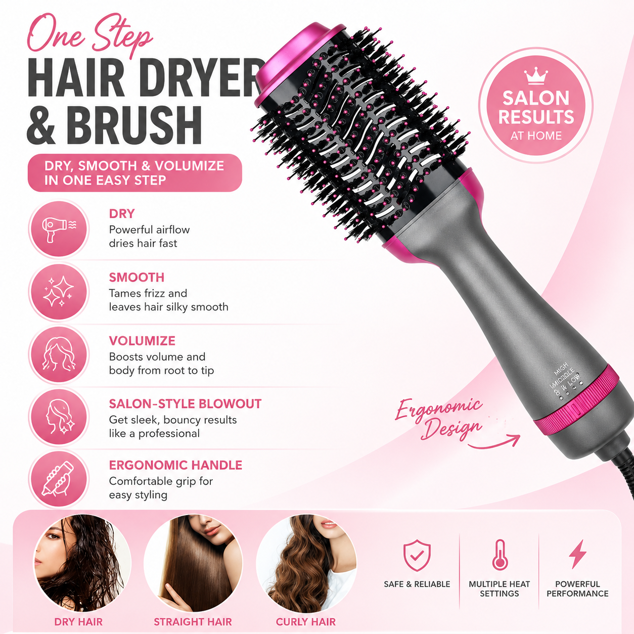 One Step 2 In 1 Hair Dryer & Brush