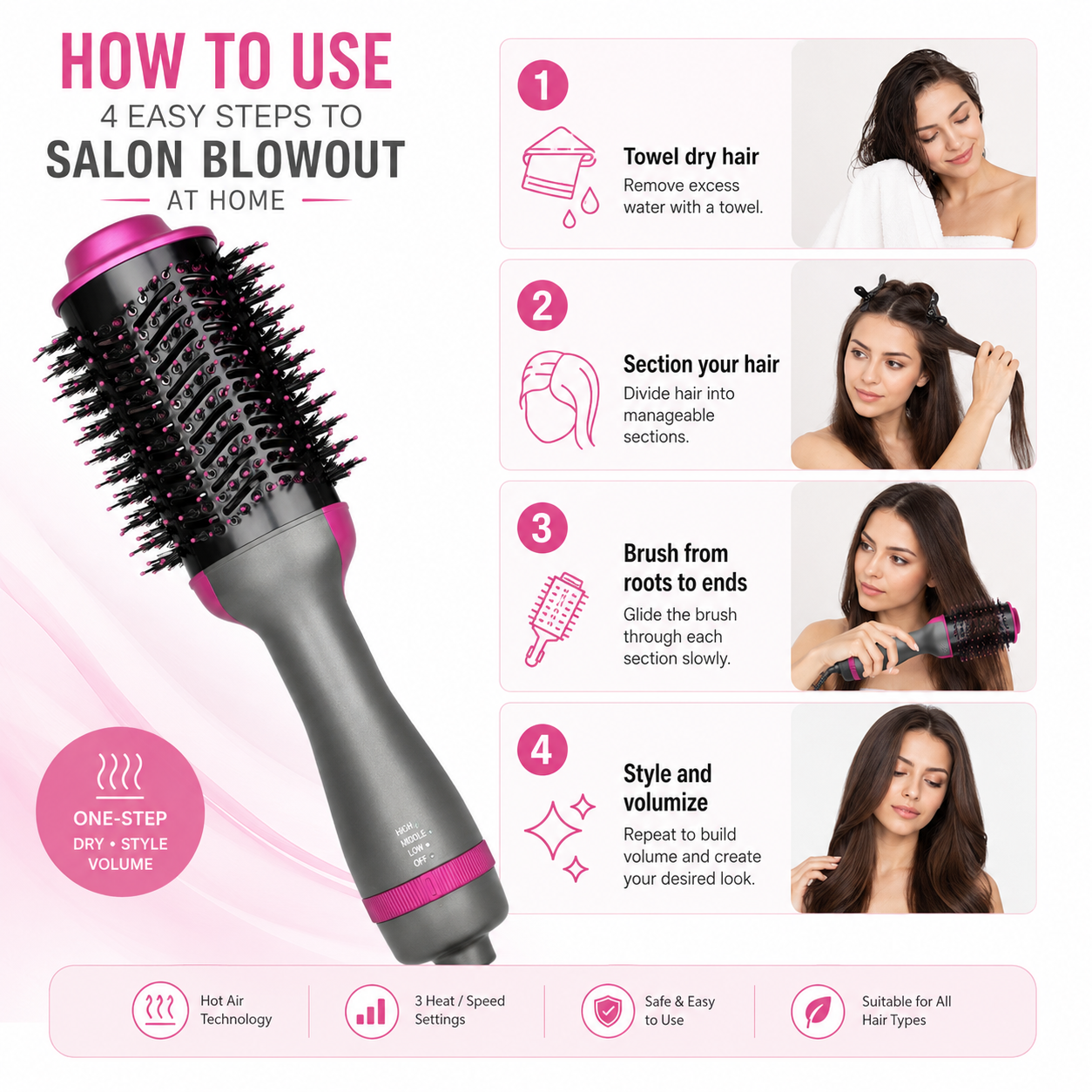 One Step 2 In 1 Hair Dryer & Brush