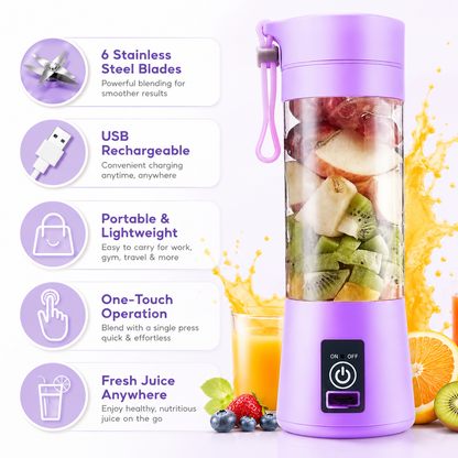 Portable Mini 6-Blade Juicer Blender |  USB Rechargeable