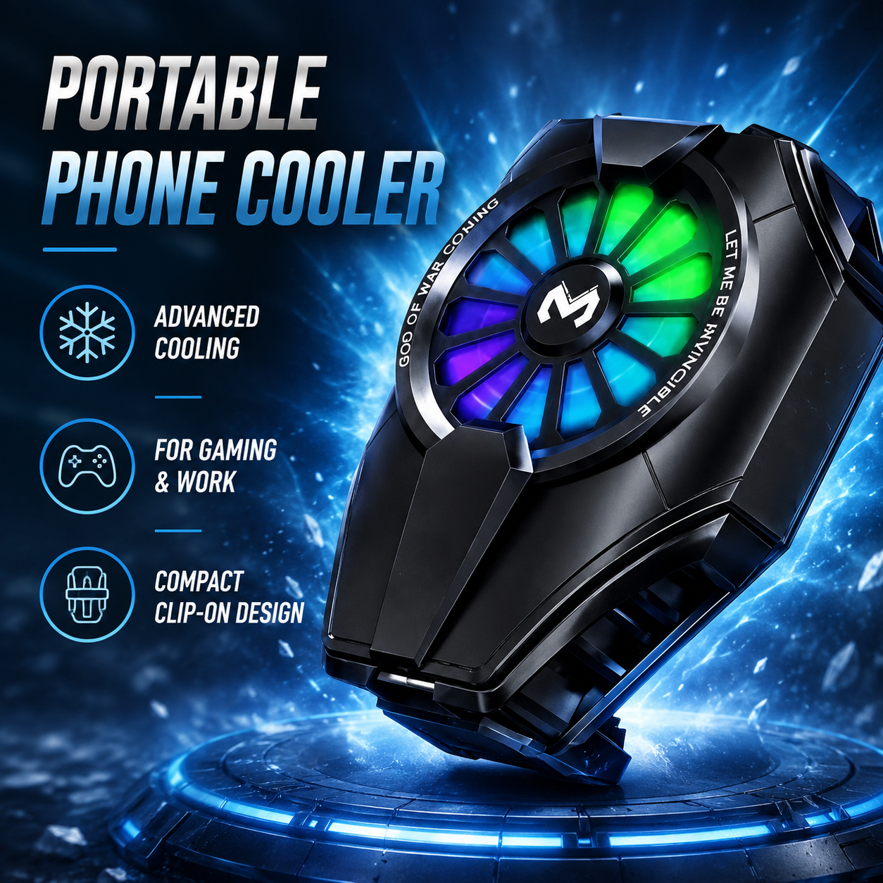 Portable Phone Cooler with Advanced Cooling for Gaming &  Work