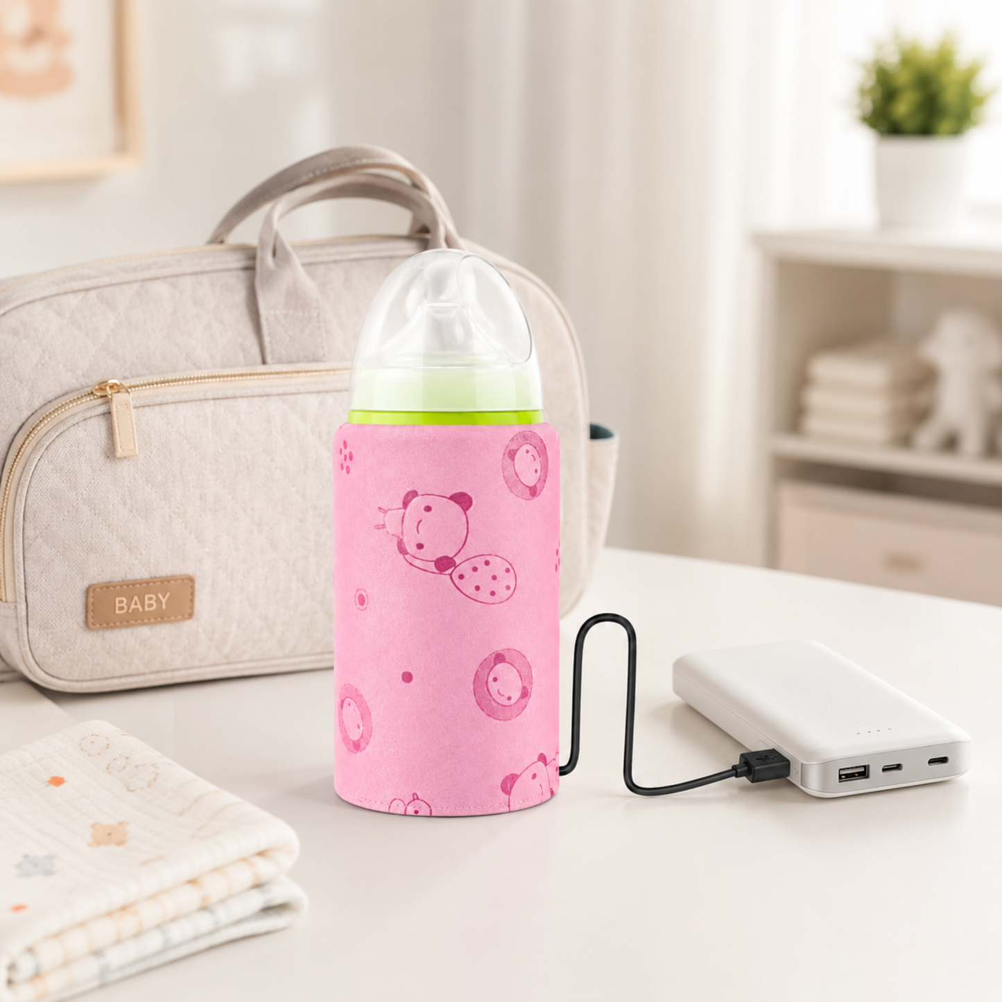 Portable USB Baby Bottle Warmer – Travel Milk Heater Sleeve