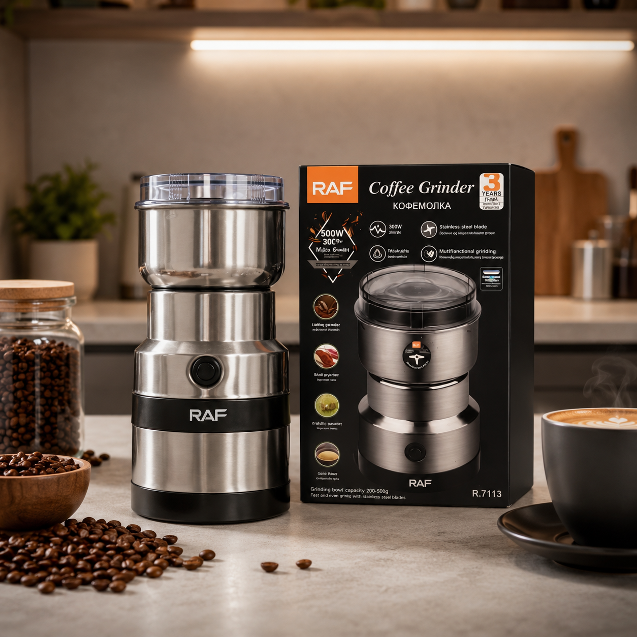 RAF 300W Electric Coffee & Spice Grinder