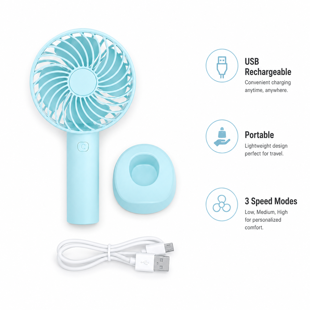 Rechargeable Eternal Classic Portable USB Mini Fan Air Cooler