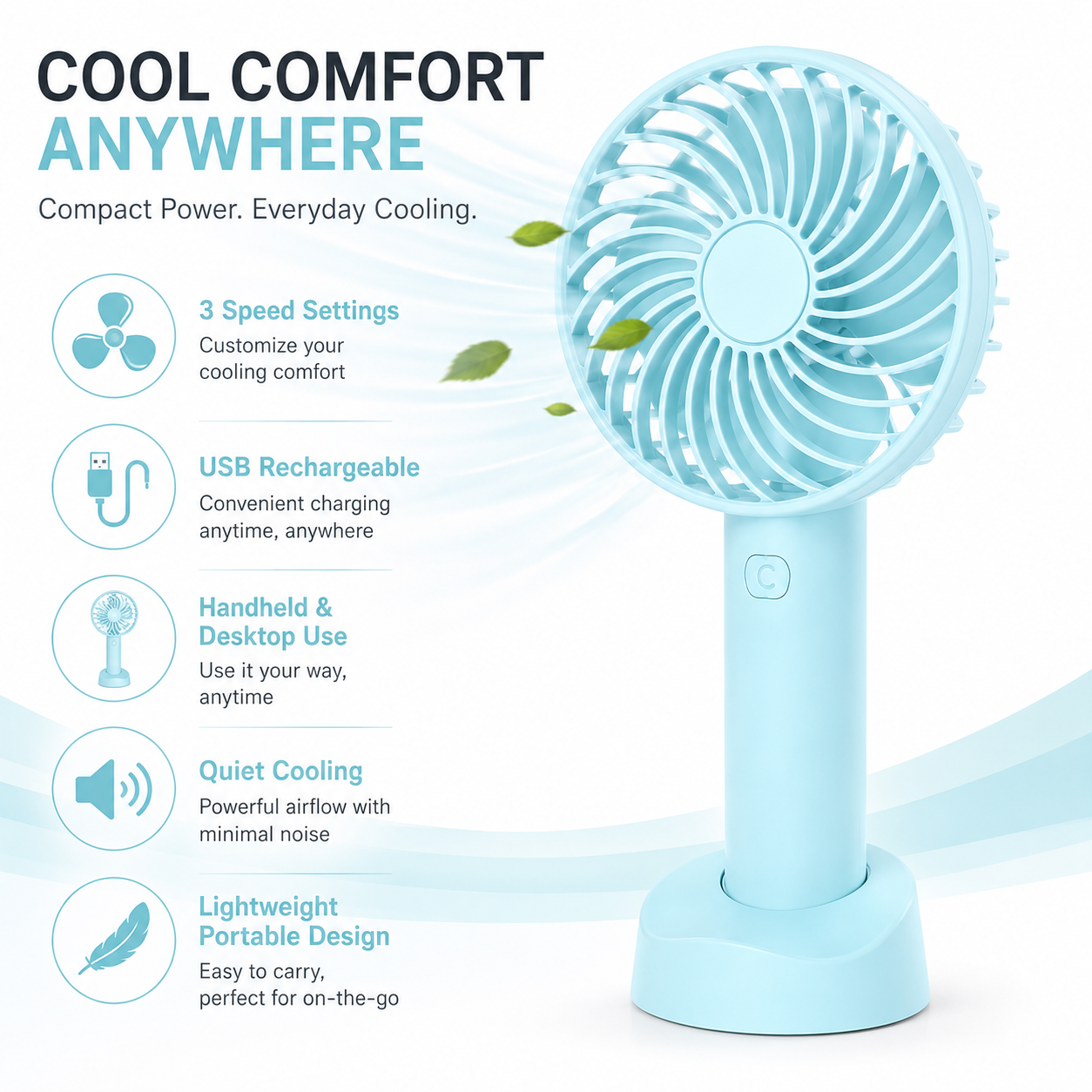Rechargeable Eternal Classic Portable USB Mini Fan Air Cooler