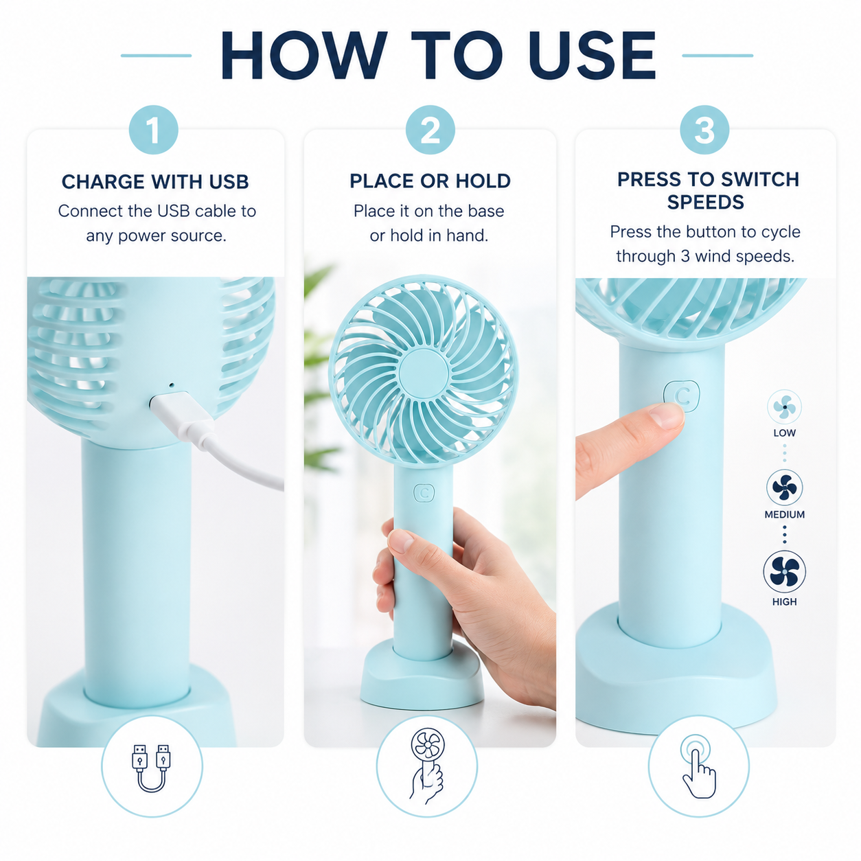 Rechargeable Eternal Classic Portable USB Mini Fan Air Cooler