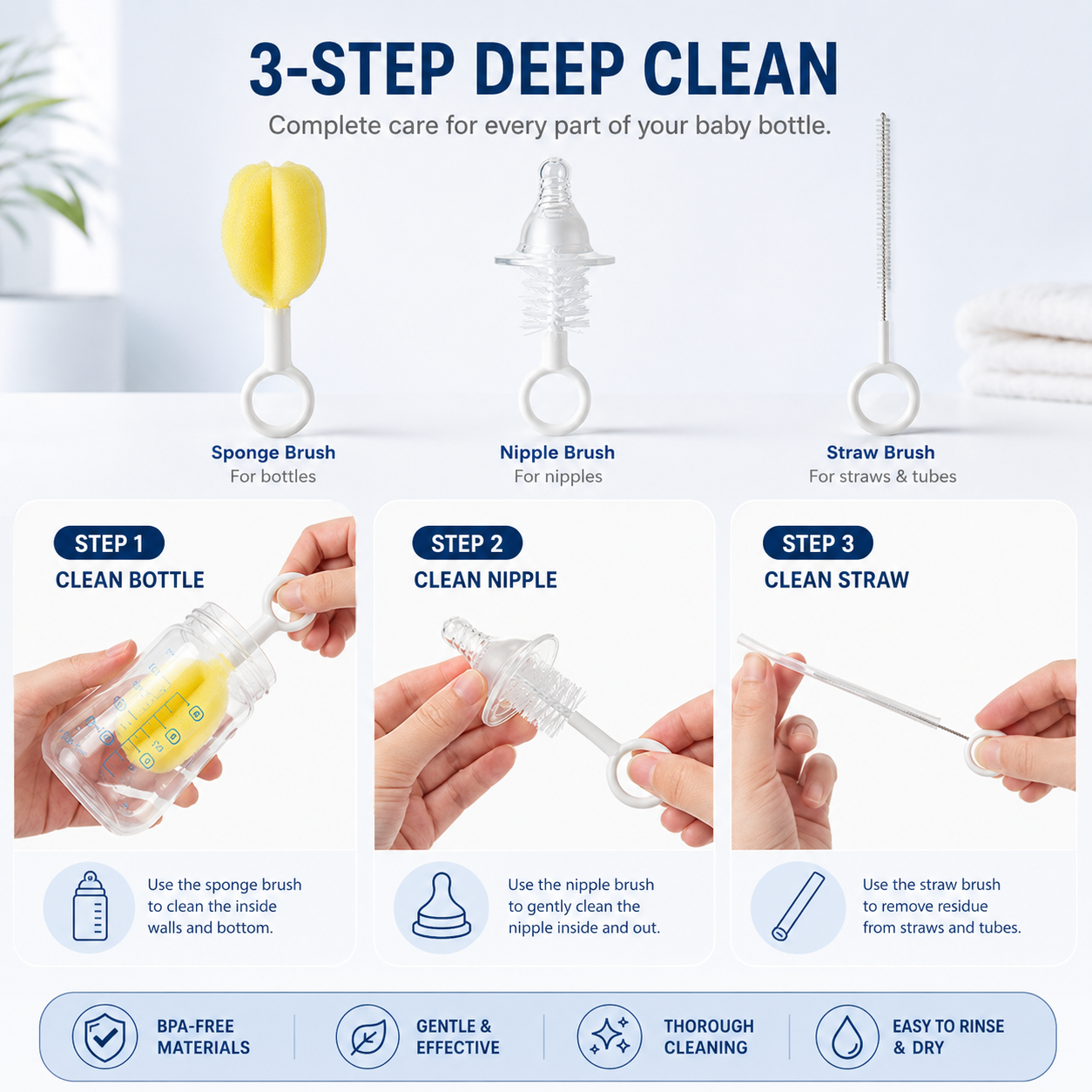 Royal 6-Piece Baby Bottle Cleaning Brush Set