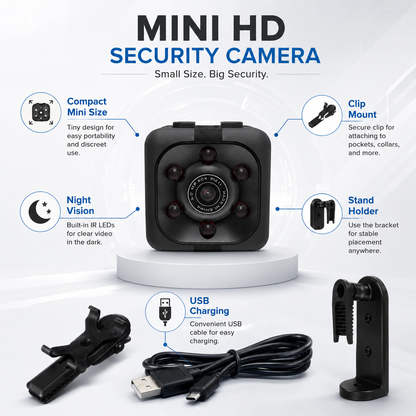 SQ6 Mini HD Security Camera – Portable Compact Night Vision Camera with Stand Holders