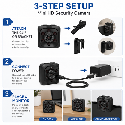 SQ6 Mini HD Security Camera – Portable Compact Night Vision Camera with Stand Holders