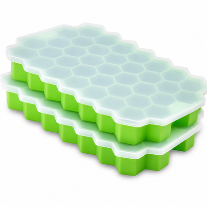 Silicon Ice Cube Tray With Lid | 36-Cube Honeycomb Shape Ice Mold