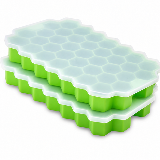 Silicon Ice Cube Tray With Lid | 36-Cube Honeycomb Shape Ice Mold