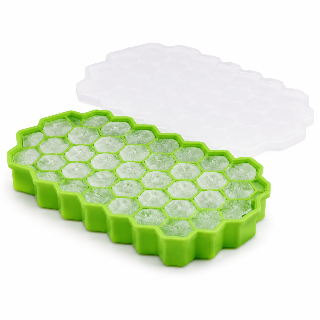 Silicon Ice Cube Tray With Lid | 36-Cube Honeycomb Shape Ice Mold