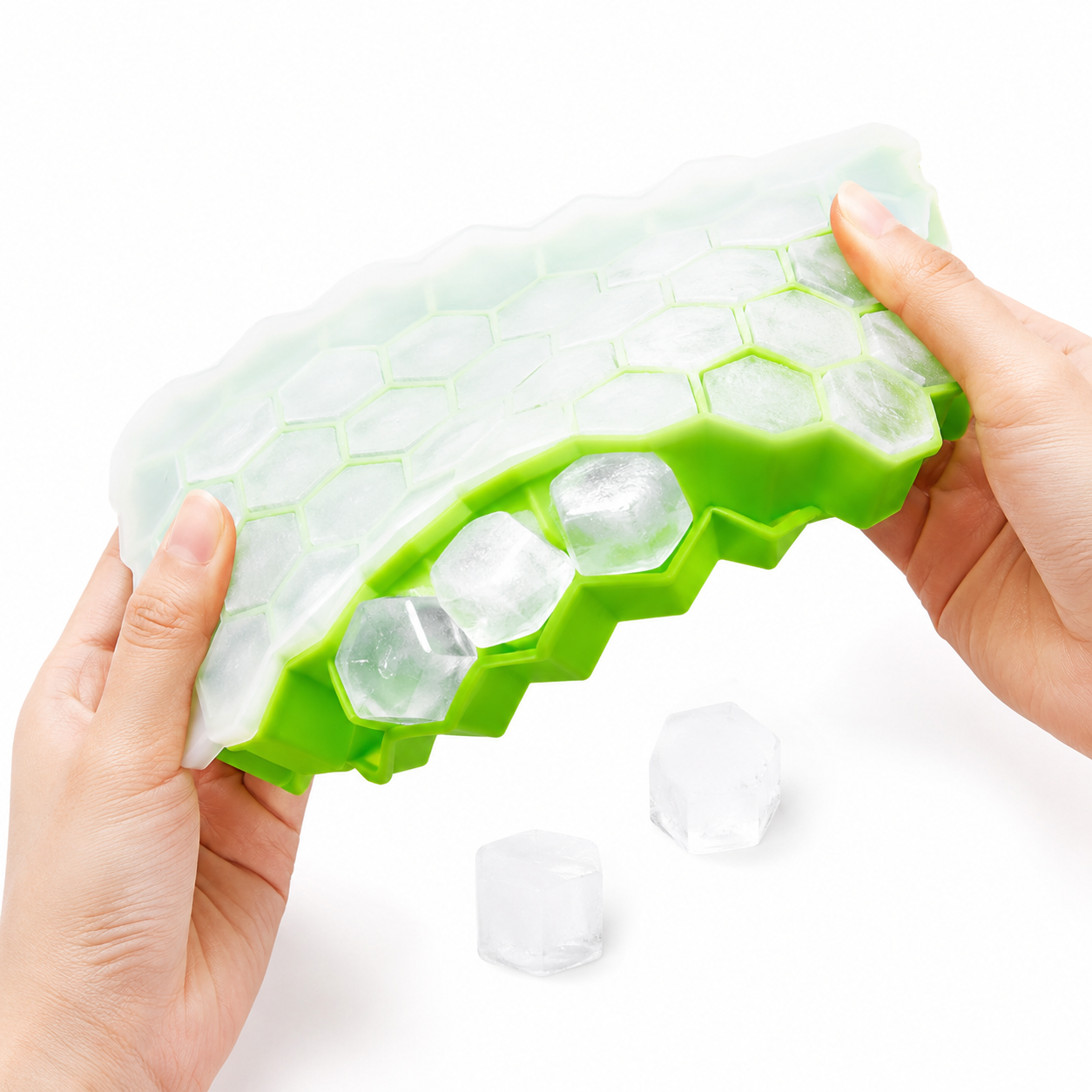 Silicon Ice Cube Tray With Lid | 36-Cube Honeycomb Shape Ice Mold