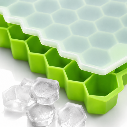Silicon Ice Cube Tray With Lid | 36-Cube Honeycomb Shape Ice Mold