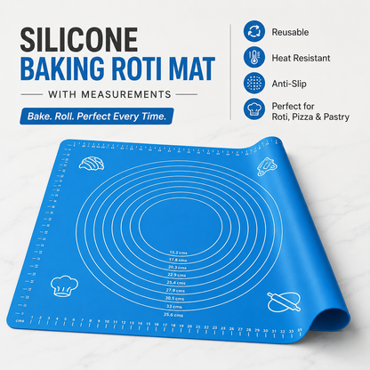 Silicone Baking Roti Mat With Measurements – Heat Resistant Non-Stick Dough Rolling