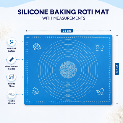 Silicone Baking Roti Mat With Measurements – Heat Resistant Non-Stick Dough Rolling