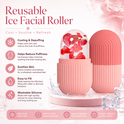 Silicone Ice Facial Roller – Reusable Cooling Face Massager