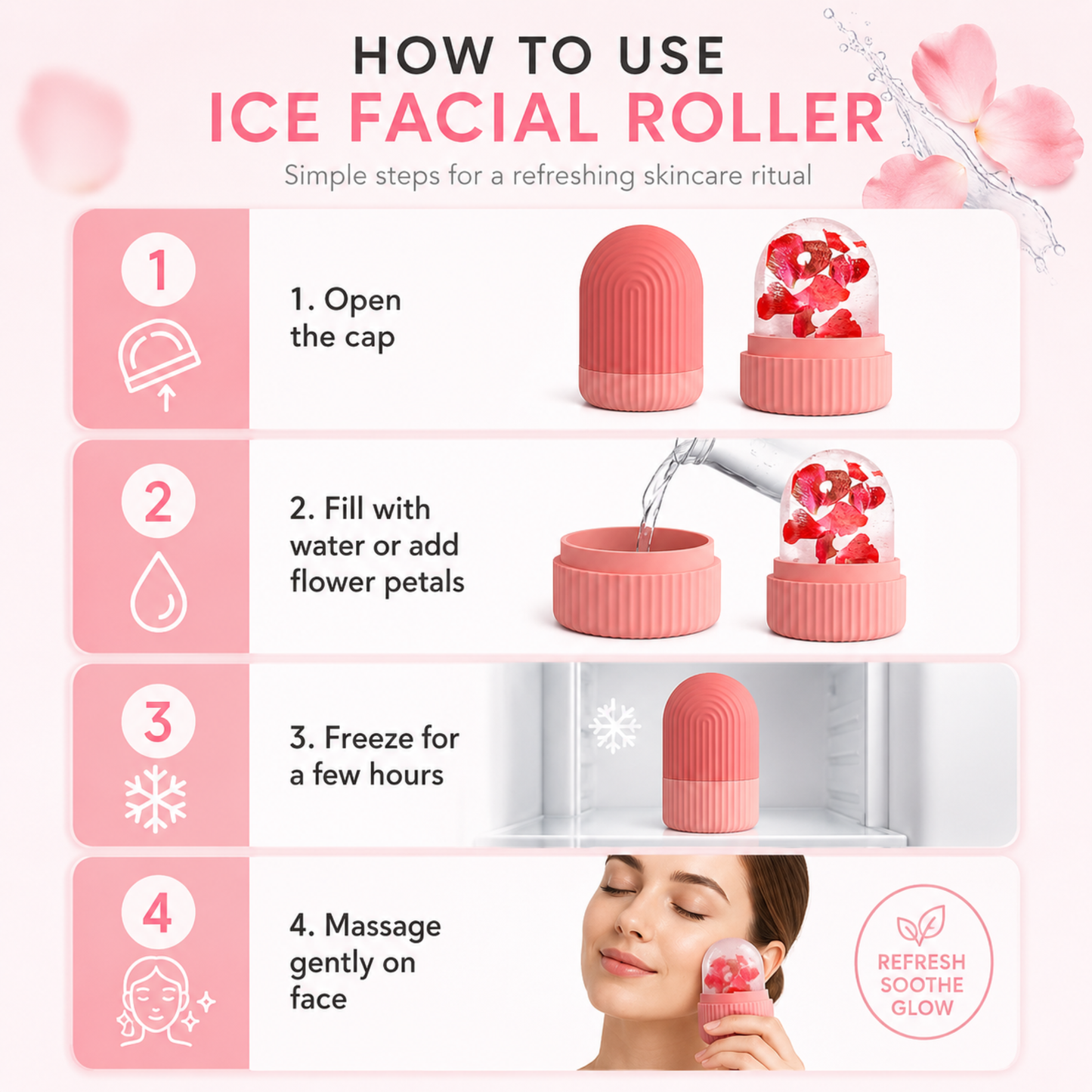 Silicone Ice Facial Roller – Reusable Cooling Face Massager