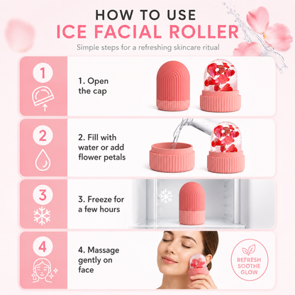 Silicone Ice Facial Roller – Reusable Cooling Face Massager