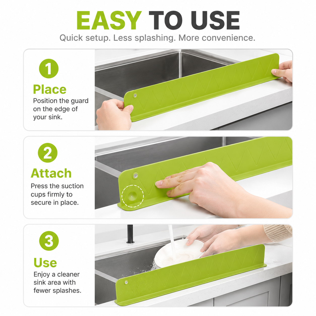 Silicone Sink Splash Guard – Adjustable Kitchen Water Barrier with Suction