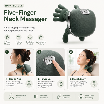 Smart Finger Pressure Neck Massager – Electric Heated Deep Kneading Neck & Shoulder Relaxation Device