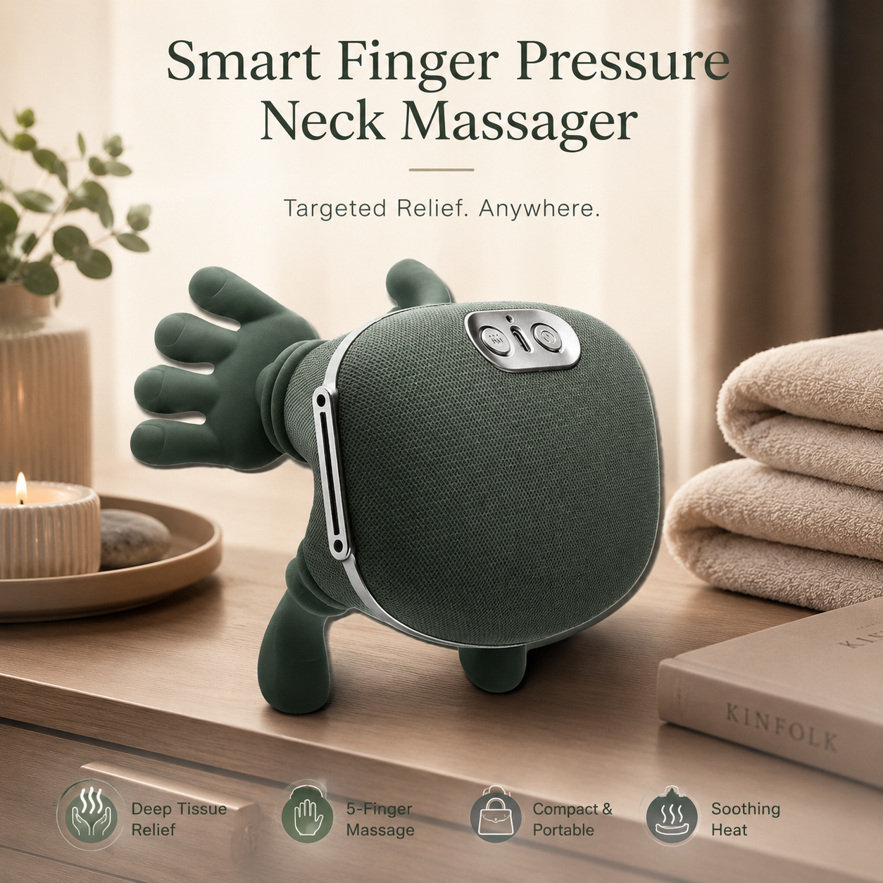 Smart Finger Pressure Neck Massager – Electric Heated Deep Kneading Neck & Shoulder Relaxation Device