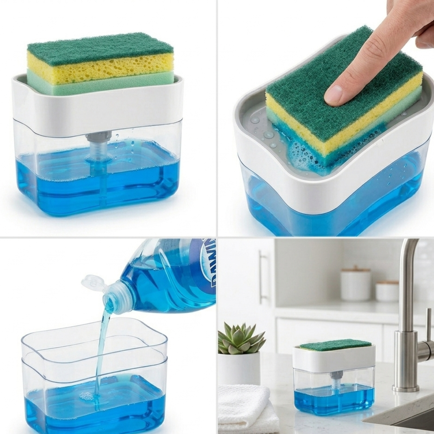Kitchen Soap Pump & Sponge Holder