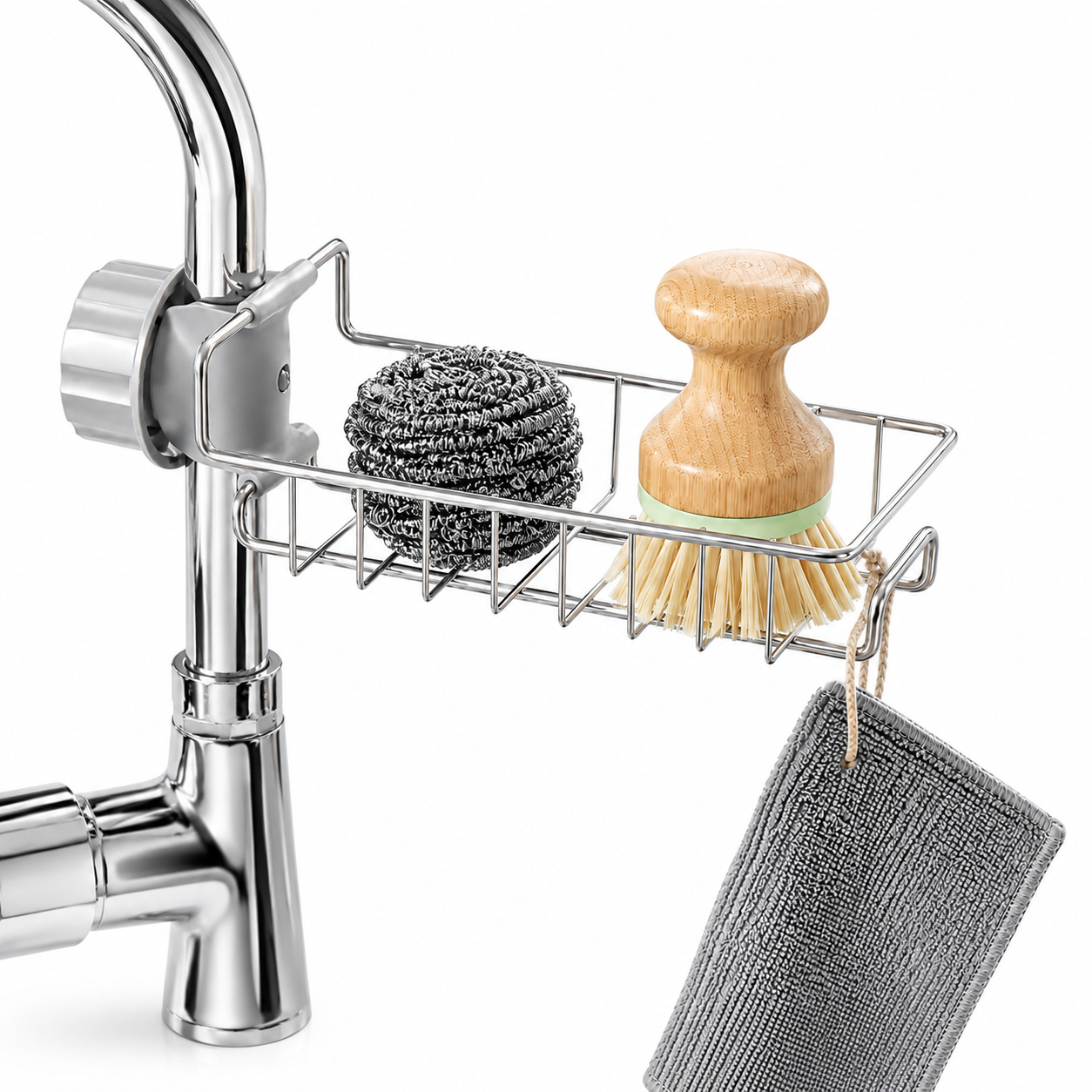 Stainless Steel Adjustable Kitchen Faucet Sponge Holder