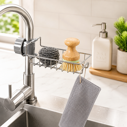 Stainless Steel Adjustable Kitchen Faucet Sponge Holder