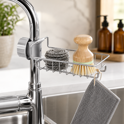 Stainless Steel Adjustable Kitchen Faucet Sponge Holder