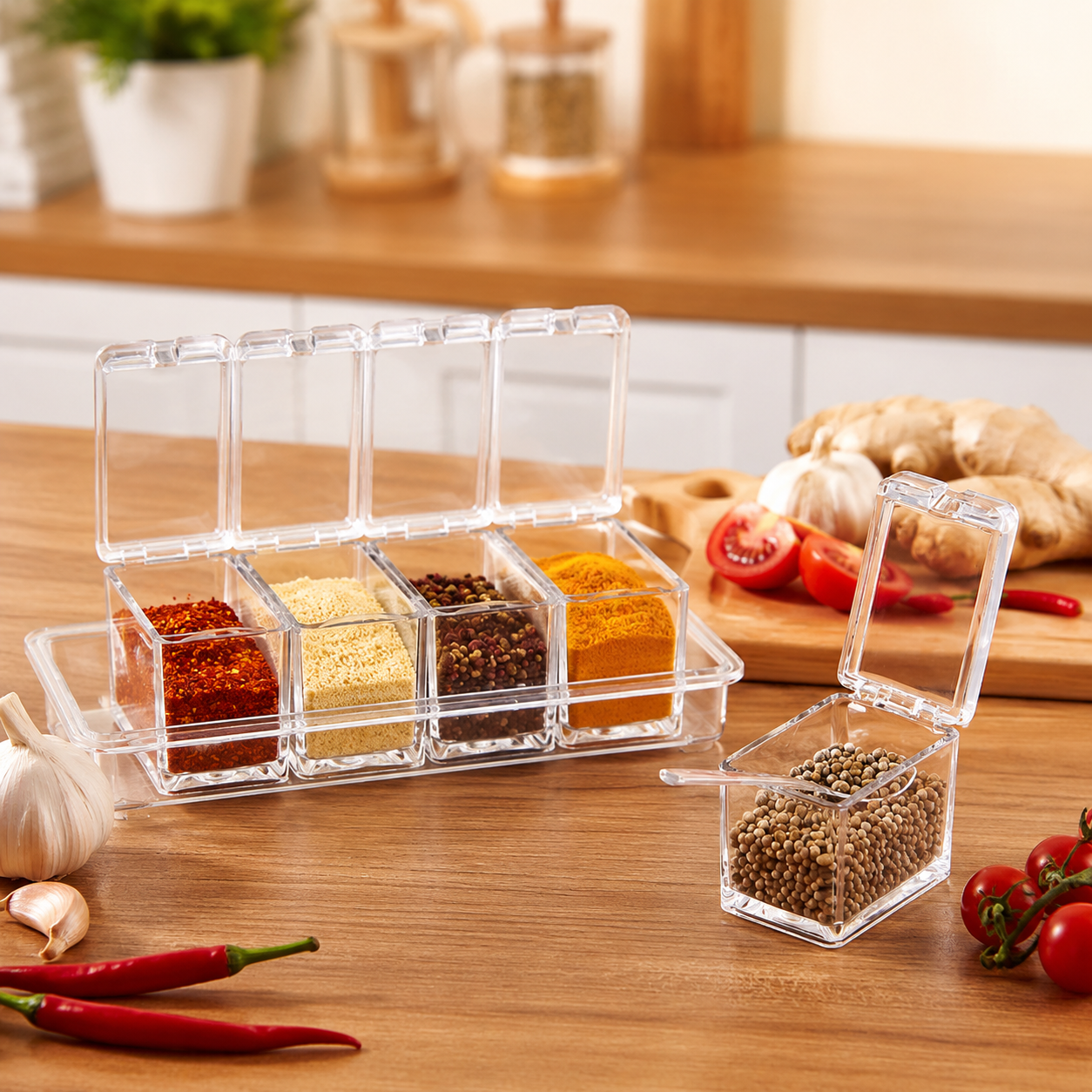 Transparent Spice Storage Container Set For Kitchen Organization