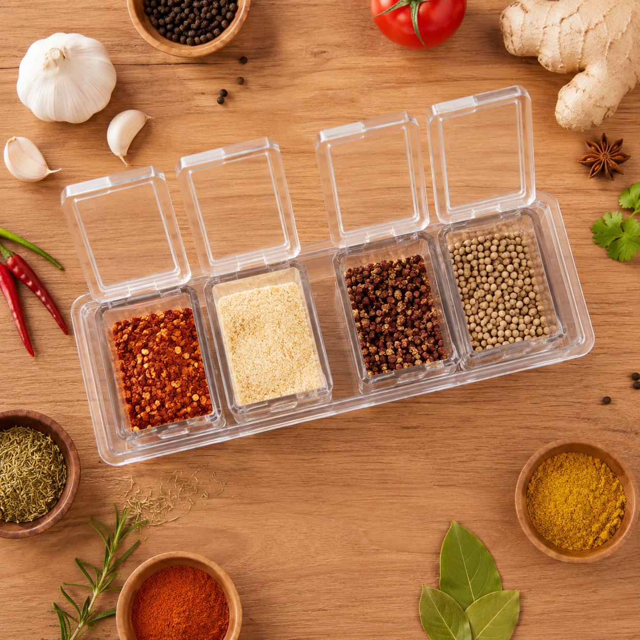 Transparent Spice Storage Container Set For Kitchen Organization