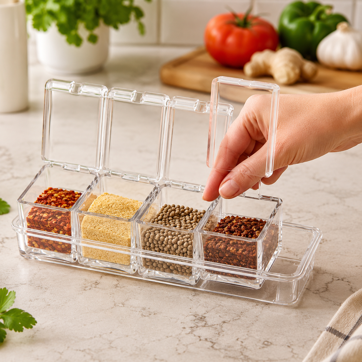 Transparent Spice Storage Container Set For Kitchen Organization