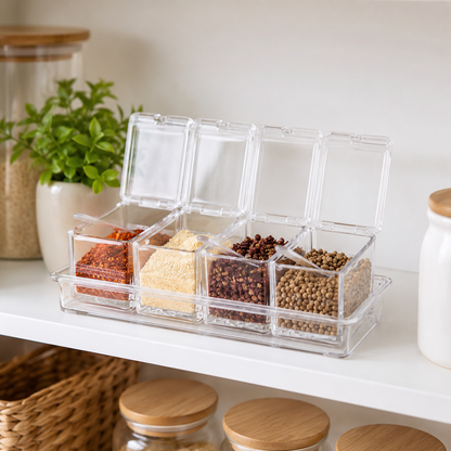 Transparent Spice Storage Container Set For Kitchen Organization