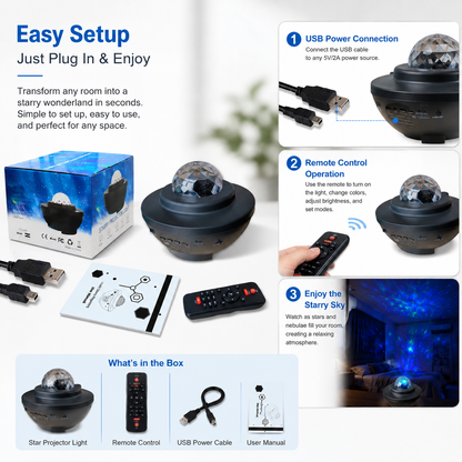 USB Starry Projector Light with Bluetooth Speaker