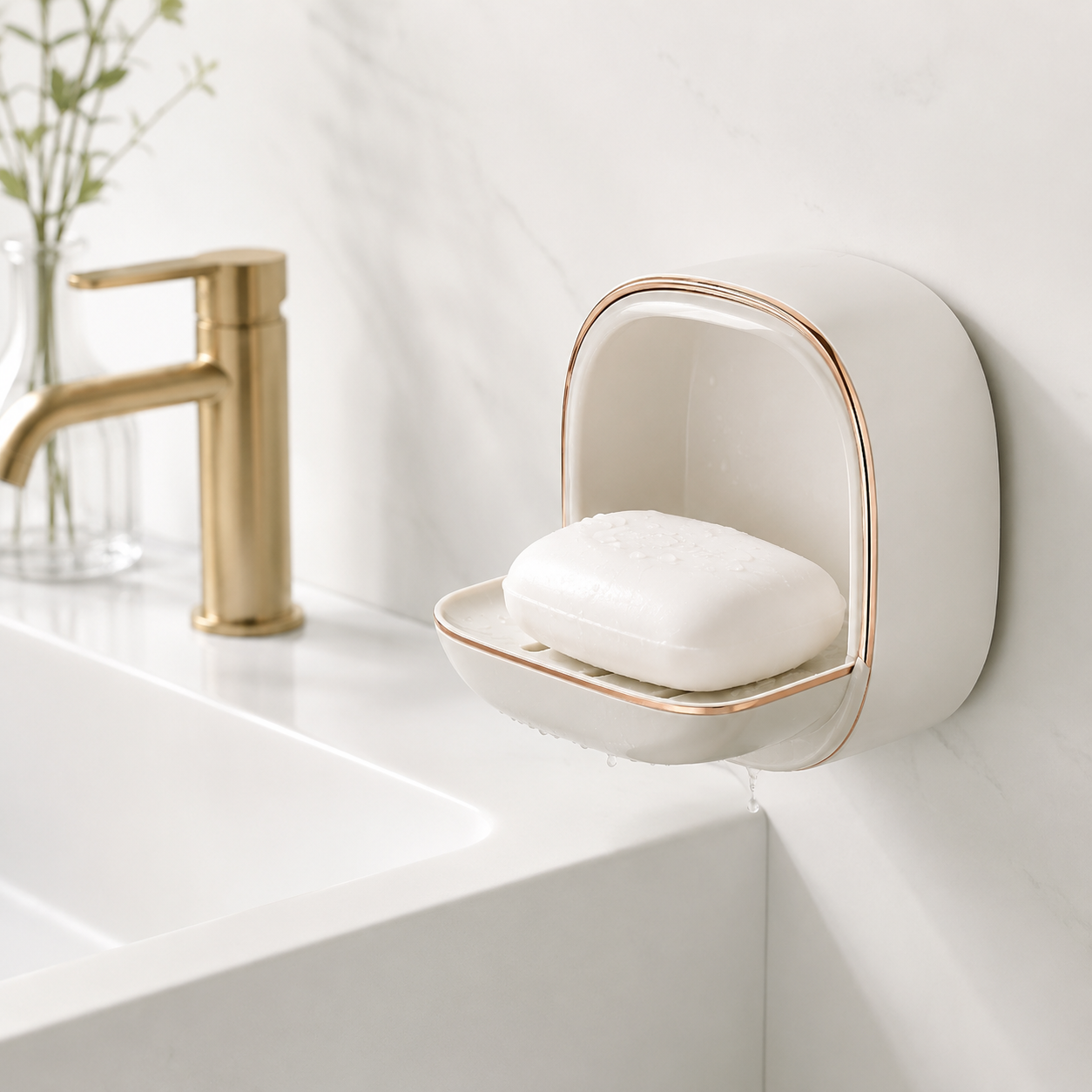 Wall Mounted Soap Holder with Drain Tray