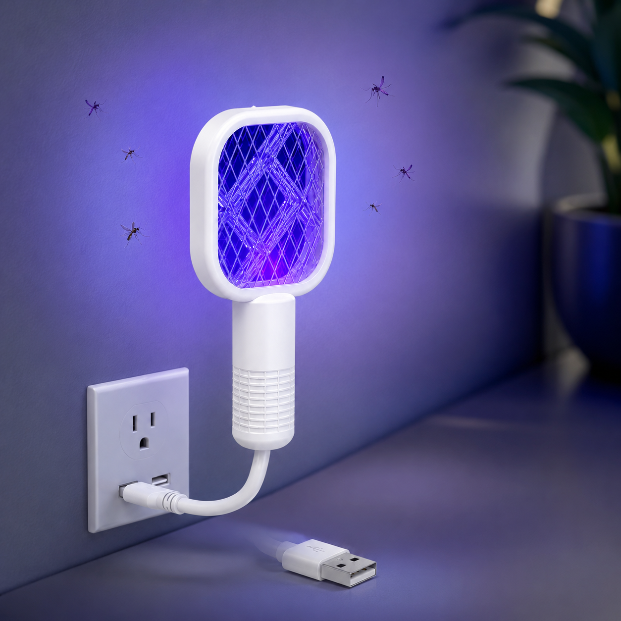 Mini USB Rechargeable Mosquito Racket with UV Light
