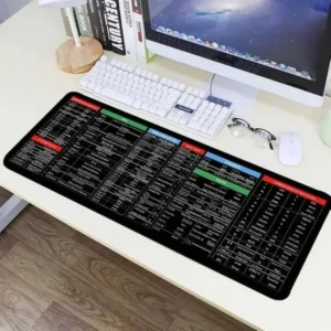 colexy keyboard shortcut mouse mat | large 800 x 300 x 3mm waterproof non slip desk pad with excel keyboard shortcuts | black gaming mouse mat & keyboard pad for office, home, laptop, and workstation use