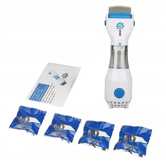 Home V Comb Head Lice Removal Machine with Filter | Electric Anti-Lice Comb for Effective Head Lice Treatment | Professional Lice Removal System for Kids & Adults | Safe Fast & Easy-to-Use