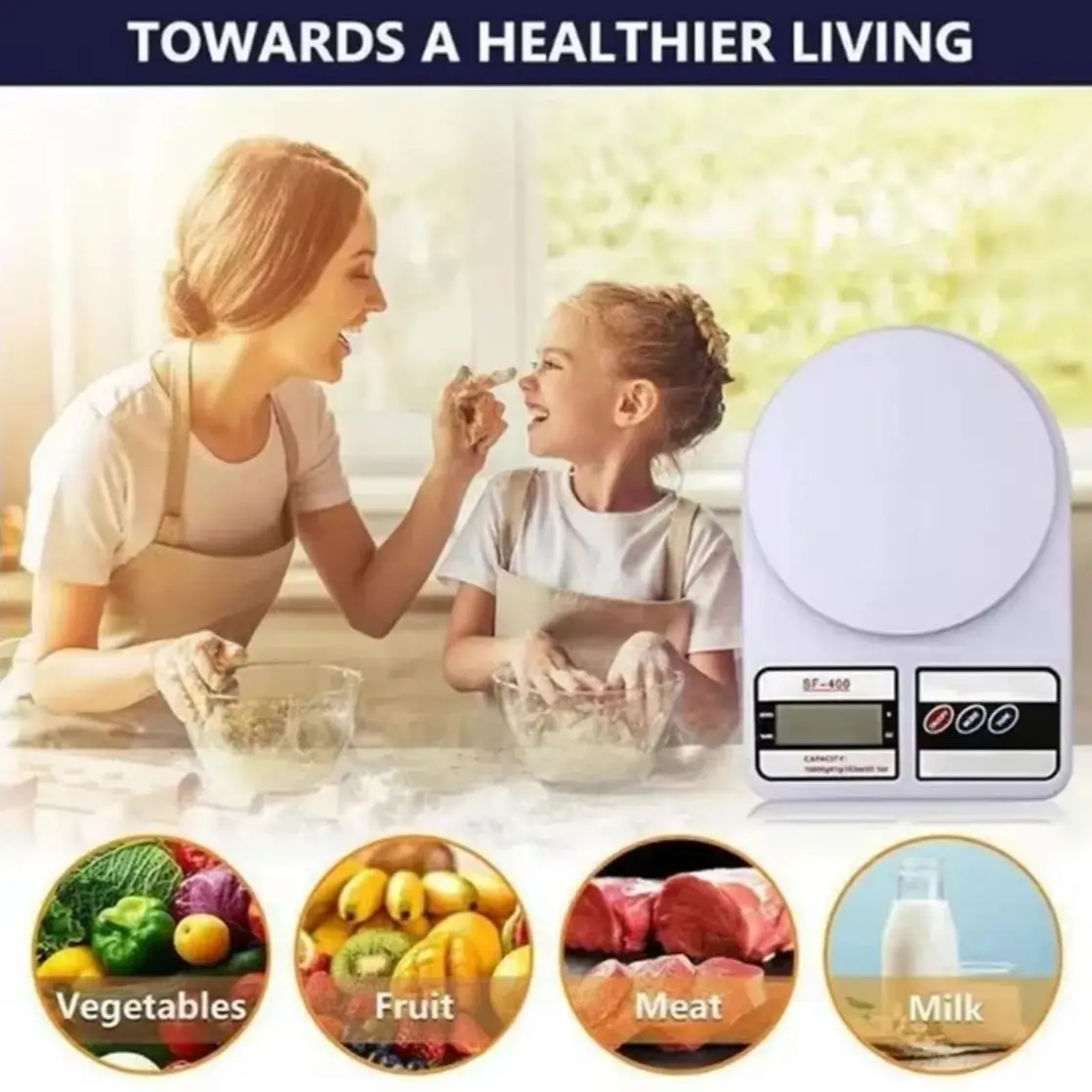 Home 10kg Electronic Digital Kitchen Scale Precision Weight Smart LCD Display Machine for Mother & Baby, Cooking, Jewelry, Fruits Vegetables & Baking